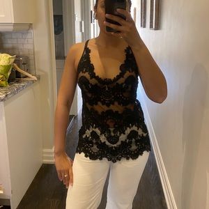 Babaton black lace top